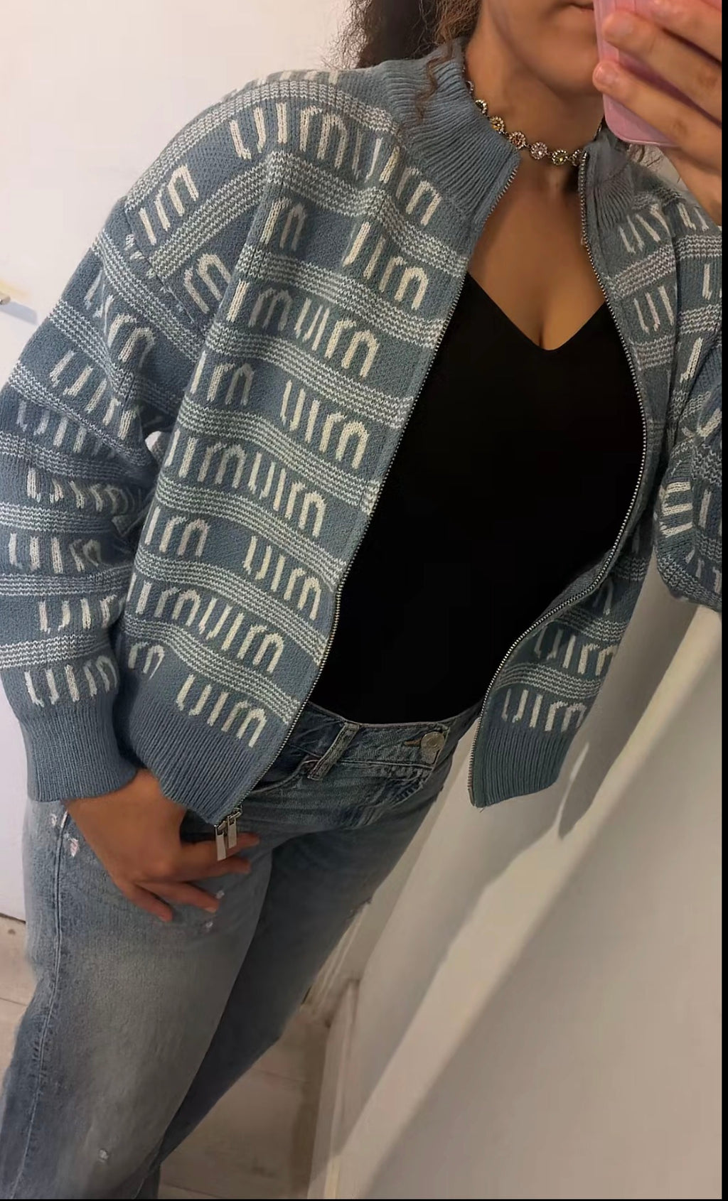 Veste Zippée Maille Jacquard