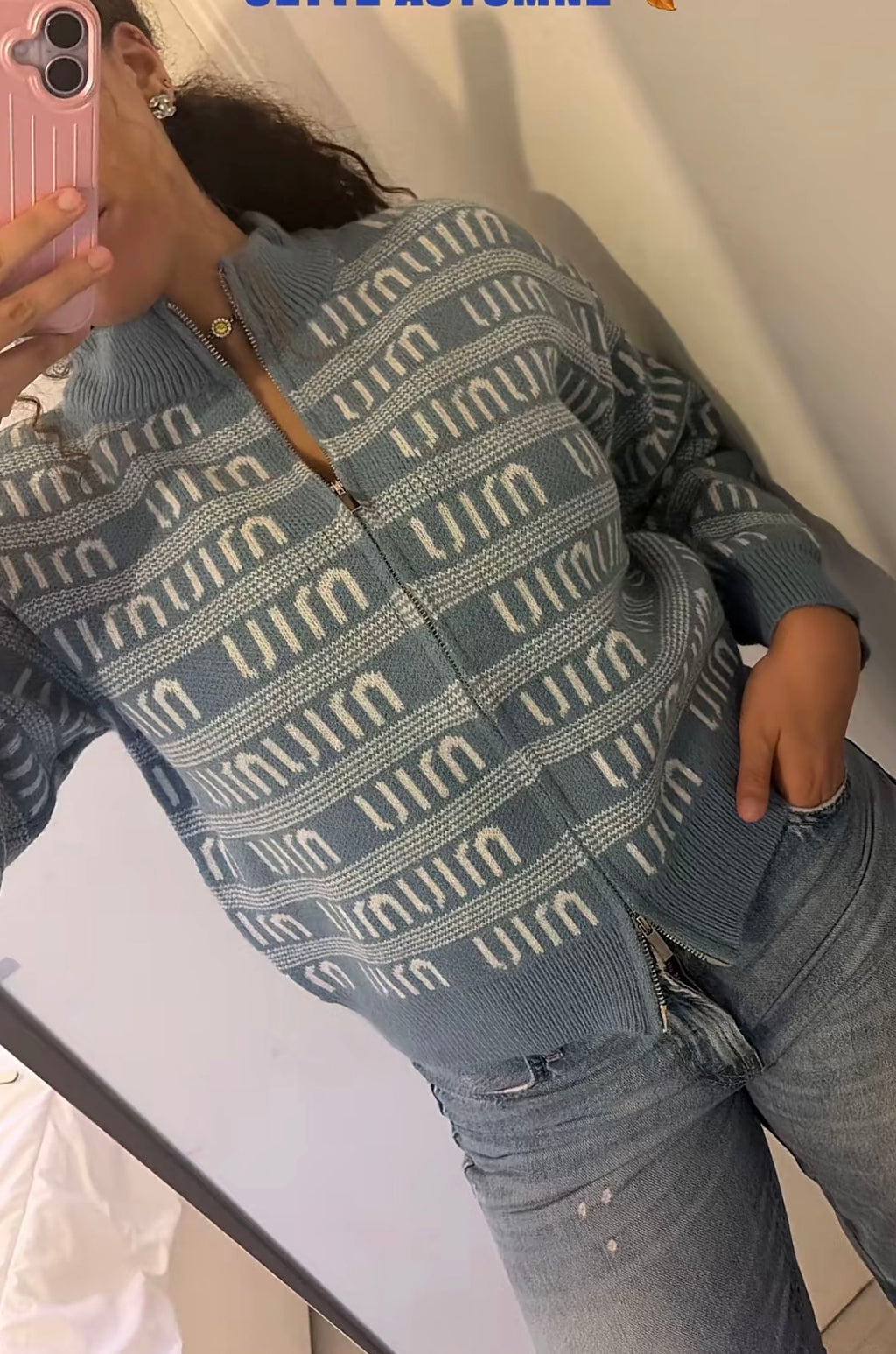 Veste Zippée Maille Jacquard
